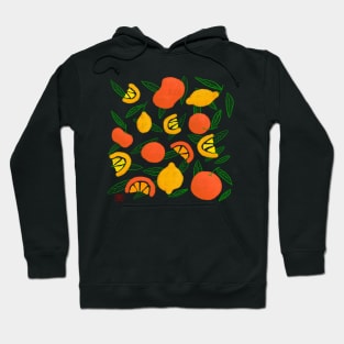 Citrus lemon grapefruit mandarin orange leaves pattern Hoodie